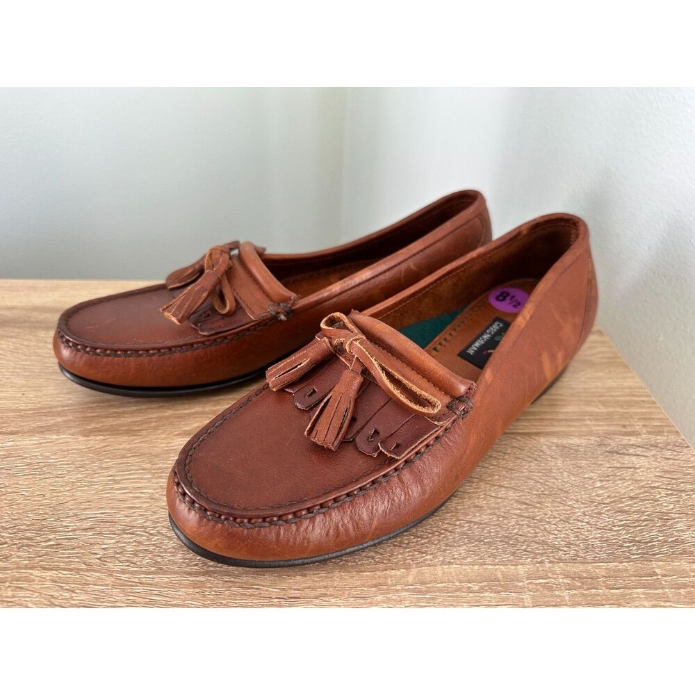 Vintage Greg Norman Men's Classic Brown Leather Tassel Loafers Shoes size 8.5